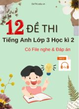 Bộ 12 Đề thi tiếng Anh Lớp 3 Học kì 2 (Có File nghe + Đáp án)